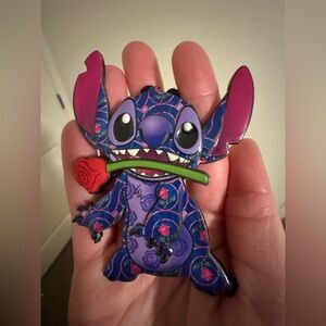 Stitch Crashes Disney Enamel Pin with Rose Design- Beauty and the Beast